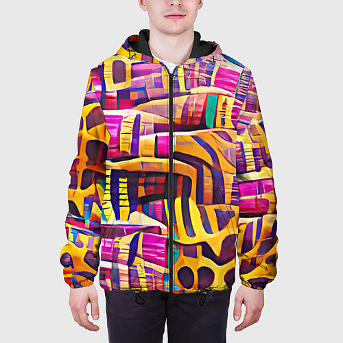 Мужская куртка Африканские яркие мотивы / 3D-Черный – фото 3