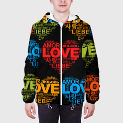 Куртка с капюшоном мужская Love, Amor, Любовь - Неон версия, цвет: 3D-белый — фото 2