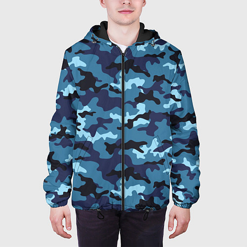 Мужская куртка Камуфляж Тёмно-Синий Camouflage Dark-Blue / 3D-Черный – фото 3