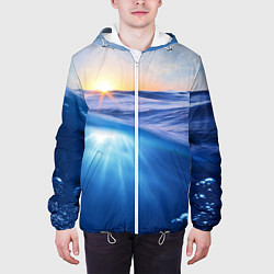 Куртка с капюшоном мужская Грань между небом и водой, цвет: 3D-белый — фото 2
