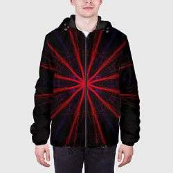 Куртка с капюшоном мужская Красный эфир 3D - абстракция, цвет: 3D-черный — фото 2
