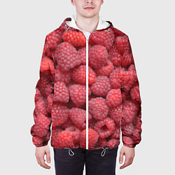 Куртка с капюшоном мужская Малина - ягоды, цвет: 3D-белый — фото 2