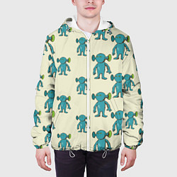 Куртка с капюшоном мужская Милые зеленые человечки, цвет: 3D-белый — фото 2