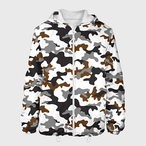 Мужская куртка Камуфляж Чёрно-Белый Camouflage Black-White / 3D-Белый – фото 1