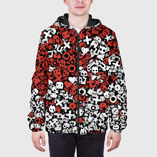 Мужская куртка Красно-белые знаки LDR / 3D-Черный – фото 3