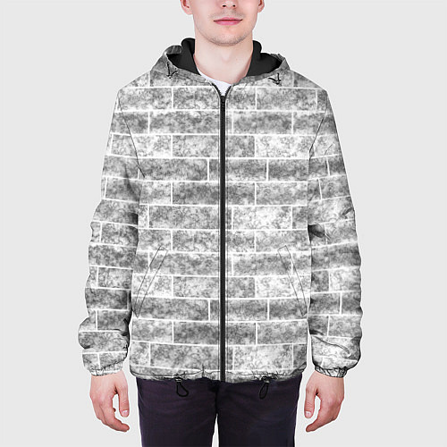 Мужская куртка Серая кирпичная стена стиль лофт / 3D-Черный – фото 3