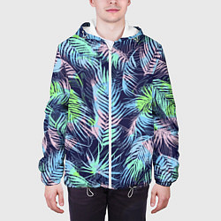 Куртка с капюшоном мужская Разноцветные Листья Пальм, цвет: 3D-белый — фото 2