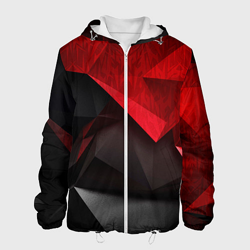 Мужская куртка Красно-черный фон абстракция / 3D-Белый – фото 1