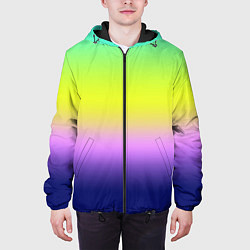 Куртка с капюшоном мужская Разноцветный размытый фон градиент, цвет: 3D-черный — фото 2