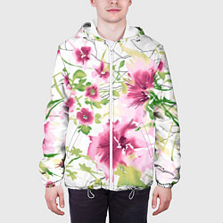 Куртка с капюшоном мужская Полевые цветы Акварель Лето, цвет: 3D-белый — фото 2