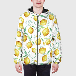 Куртка с капюшоном мужская Лимоны Нарисованные Акварелью, цвет: 3D-черный — фото 2