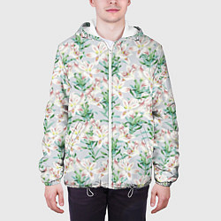 Куртка с капюшоном мужская Цветы Нежные Лилии, цвет: 3D-белый — фото 2