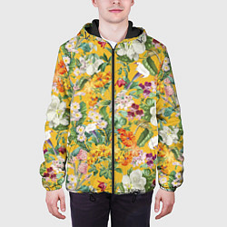 Куртка с капюшоном мужская Цветы Солнечное Лето, цвет: 3D-черный — фото 2