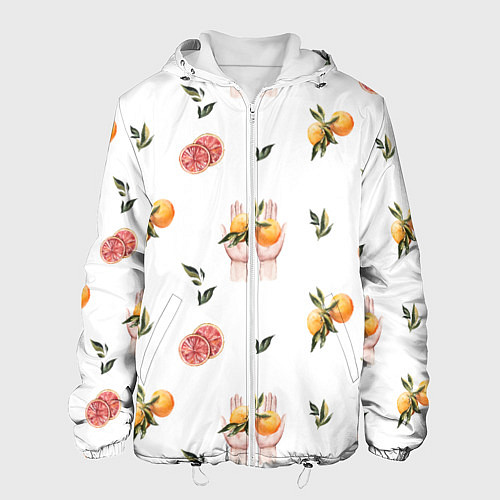 Мужская куртка Узор Руки и Апельсины / 3D-Белый – фото 1