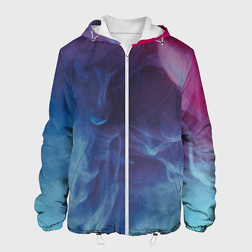 Мужская куртка Неоновый дым - Голубой и розовый / 3D-Белый – фото 1