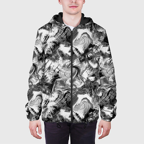 Мужская куртка Абстрактный в серых тонах фон с головой рыбы / 3D-Черный – фото 3