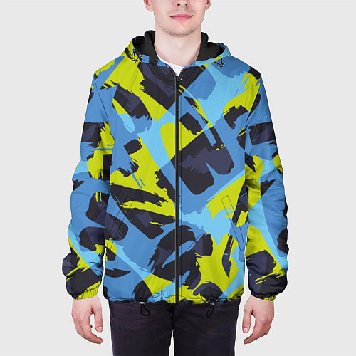 Мужская куртка Сине-салатовая абстракция / 3D-Черный – фото 3