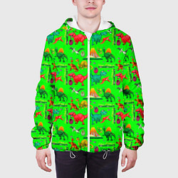 Куртка с капюшоном мужская TEXTURE WITH DINOSAURS, цвет: 3D-белый — фото 2