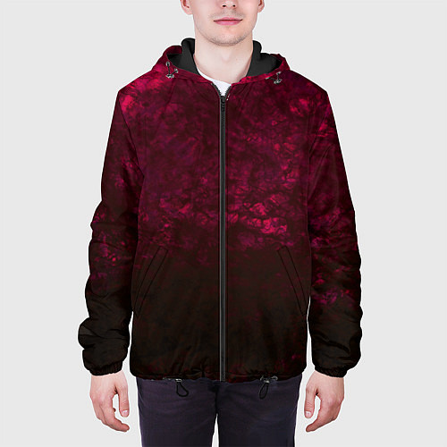 Мужская куртка Темно-красный абстрактный узор текстура камня / 3D-Черный – фото 3