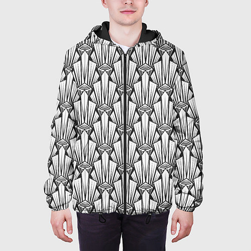 Мужская куртка Современный геометрический узор светлый фон / 3D-Черный – фото 3