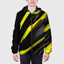 Куртка с капюшоном мужская Жёлтая и Чёрная Масляная Краска, цвет: 3D-черный — фото 2