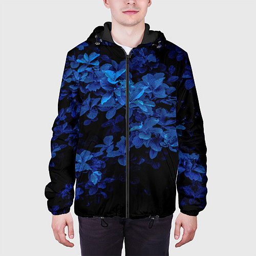 Мужская куртка BLUE FLOWERS Синие цветы / 3D-Черный – фото 3