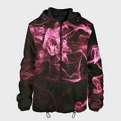 Куртка с капюшоном мужская Неоновые пары дыма - Розовый, цвет: 3D-черный