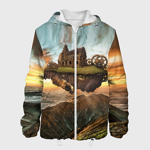 Мужская куртка Горный пейзаж в стиле Стимпанк / 3D-Белый – фото 1