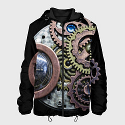 Куртка с капюшоном мужская Mechanism of gears in Steampunk style, цвет: 3D-черный