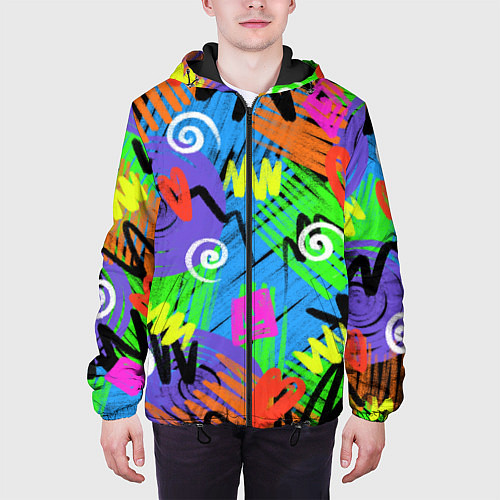 Мужская куртка Яркий геометрический принт / 3D-Черный – фото 3