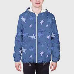 Куртка с капюшоном мужская Gray-Blue Star Pattern, цвет: 3D-белый — фото 2