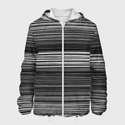 Куртка с капюшоном мужская Black and white thin stripes Тонкие полосы, цвет: 3D-белый