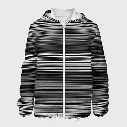 Мужская куртка Black and white thin stripes Тонкие полосы / 3D-Белый – фото 1