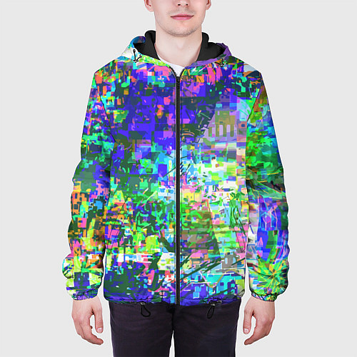 Мужская куртка Красочный авангардный глитч Экспрессия / 3D-Черный – фото 3