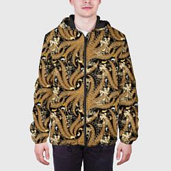 Куртка с капюшоном мужская Узоры куриные лапки, цвет: 3D-черный — фото 2