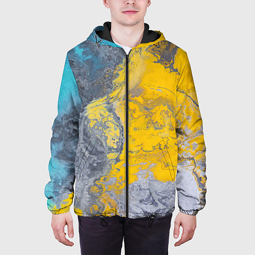 Мужская куртка Извержение Красок / 3D-Черный – фото 3