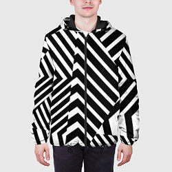 Куртка с капюшоном мужская Минималистический геометрический паттерн, цвет: 3D-черный — фото 2