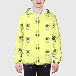 Куртка с капюшоном мужская Авокадики паттерн, цвет: 3D-белый — фото 2