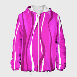 Куртка с капюшоном мужская Розовые полосы, цвет: 3D-белый