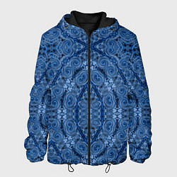 Куртка с капюшоном мужская Gray blue ethnic arabic ornament, цвет: 3D-черный