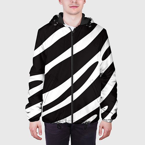 Мужская куртка Анималистичный рисунок зебра / 3D-Черный – фото 3