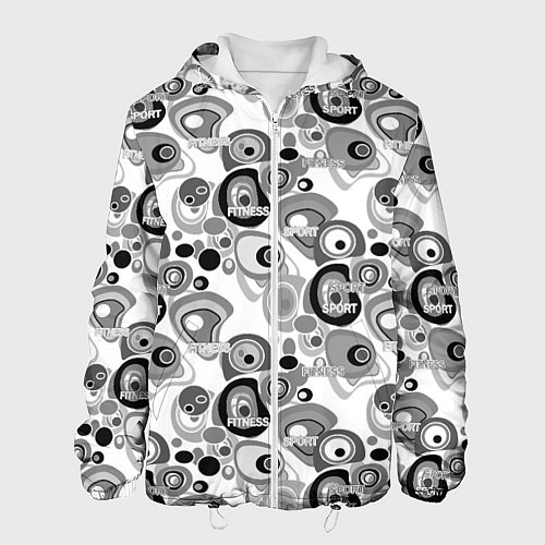 Мужская куртка Black and white sport pattern / 3D-Белый – фото 1