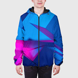 Куртка с капюшоном мужская Абстрактные геометрические фигуры - Синий, цвет: 3D-черный — фото 2