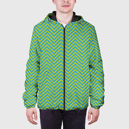 Мужская куртка Зеленые зигзаги / 3D-Черный – фото 3