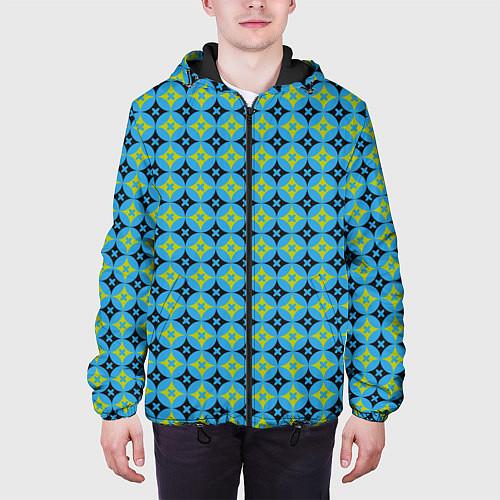 Мужская куртка Зеленые ромбики / 3D-Черный – фото 3