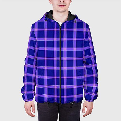 Мужская куртка Фиолетовый клетчатый узор / 3D-Черный – фото 3