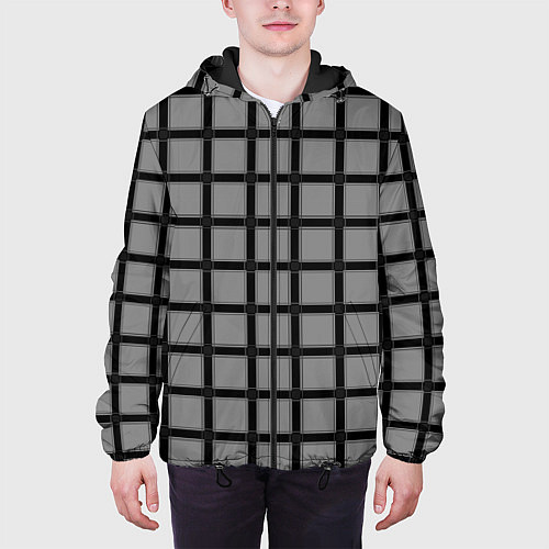 Мужская куртка Темно-серый узор в крупную клетку / 3D-Черный – фото 3