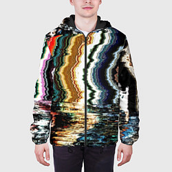 Куртка с капюшоном мужская Glitch pattern - fashion trend, цвет: 3D-черный — фото 2