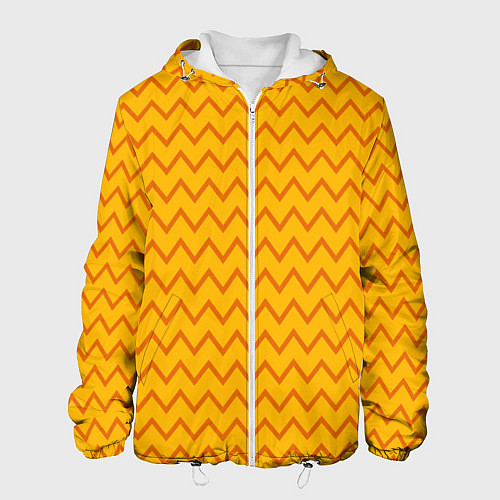 Мужская куртка Оранжевые линии зиг-заги / 3D-Белый – фото 1
