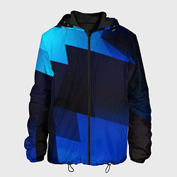 Куртка с капюшоном мужская Абстрактные геометрические объёмные фигуры - Синий, цвет: 3D-черный